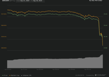 Bitcoin 24 hour price chart. Source: Coin360