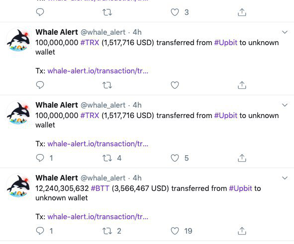Screenshot of @whale_alert Twitter feed, Nov. 27