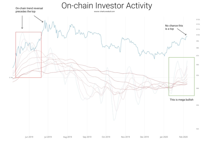 Caption: Bitcoin on-chain investor activity. Source: Willy Woo Twitter